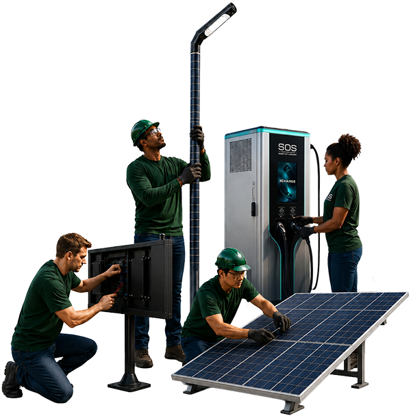 SOS Smart City Academy workers with products